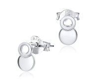 Double Circle Silver Stud Earring STS-3243